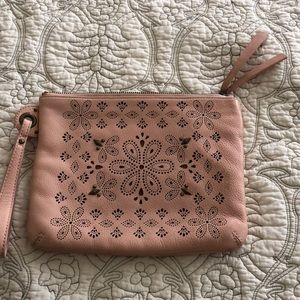 Miss Albright Laser cutout leather wristlet clutch